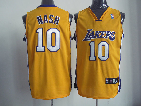 NBA Los Angeles Lakers 10 Steve Nash Authentic Home Yellow Jersey